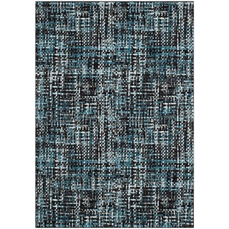 Flowers First 8 x 10 ft. Porcello Power Loomed Area Rug, Charcoal & Blue - Large Rectangle FL2149505